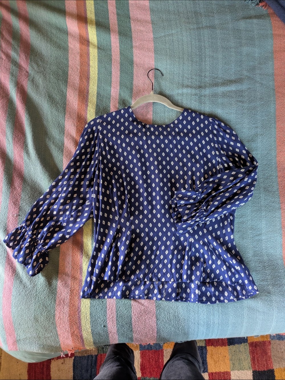 Cameo Navy Blue Printed Long-Sleeve Blouse